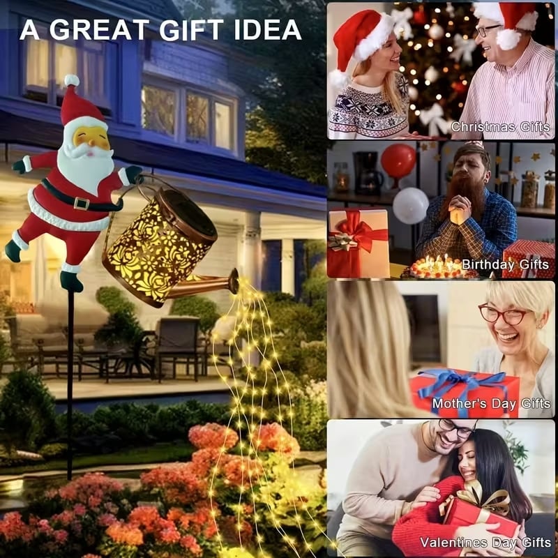 Arrosoir lanterne solaire Père Noël – décoration lumineuse extérieure pour jardin d’hiver festif – Image 6