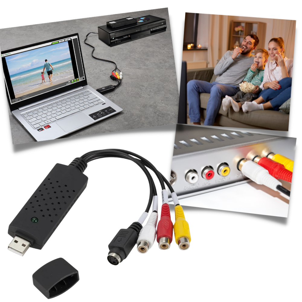 Adaptateur USB 2.0 pour Capture Vidéo de TV, DVD, VHS et DVR – Convertisseur pour Enregistrement et Transfert de Vidéo